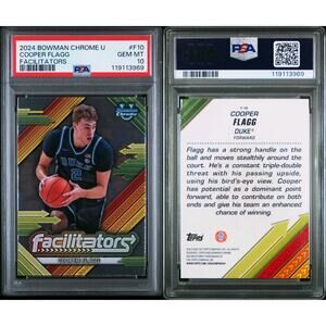 2024 BOWMAN CHROME UNIVERSITY FACILITATORS #F10 COOPER FLAGG PSA 10 GEM MINT RC